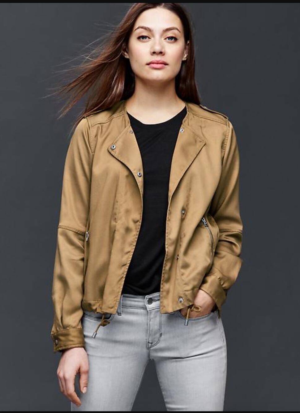 Gap Collarless Tencel Jacket Size S Hipster Casual Minimalist Hipster Classic
